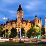 Leipzig Neues Rathaus bei Nacht